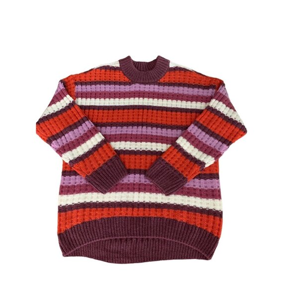 SO Womens Multicolored Striped Ribbed Knit Winter Sweater Medium - Picture 11 of 13